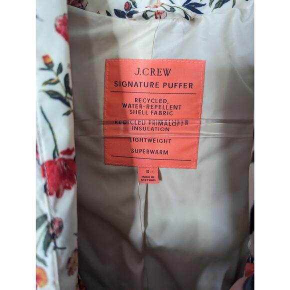 J.Crew Signature Alps Puffer Jacket Vintage Floral Cream PrimaLoft S NWT - Picture 3 of 13